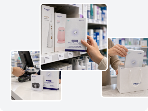Sonic Dental products in retail settings